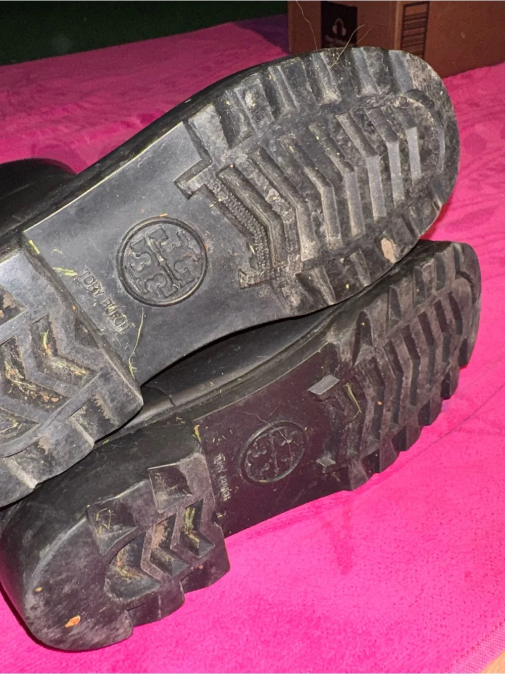 Tory Burch Kids Black Rain Boots with Logo Accent